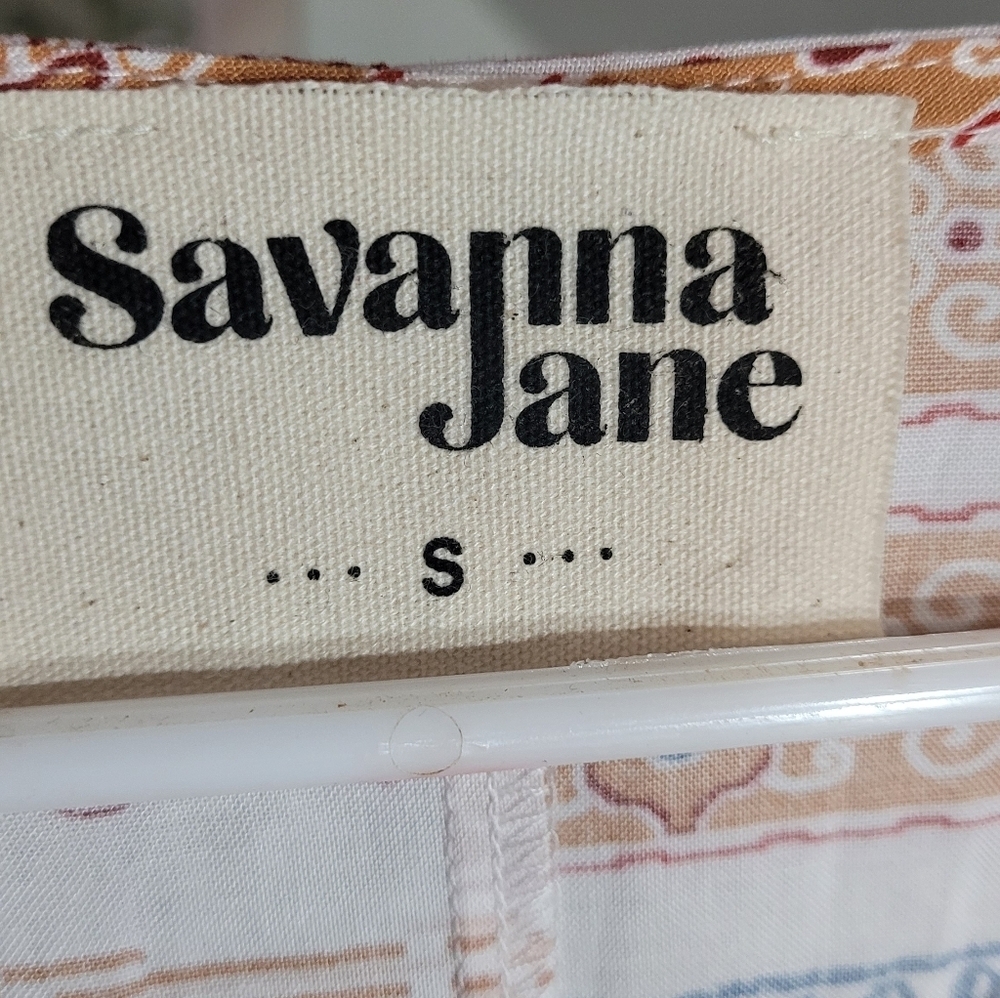 Savannah Jane Boho Southwestern Tunic Top Flutter Sleeves Sz Small - Picture 3 of 5